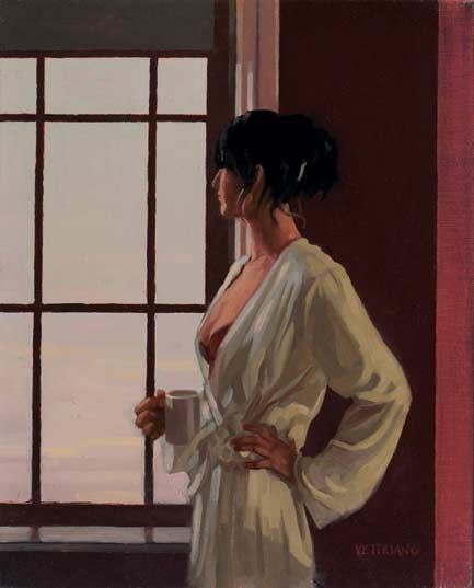 Morning light, contemplation, a cup of inner peace. Eve (GB) Artist: Simply, Jack Vettriano