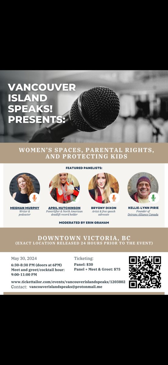 Vancouver Island Speaks! 
Come meet me and a few other  strong women, including my beautiful friend 🧡 @MeghanEMurphy
#protectthekids 
#SEXnotGender
