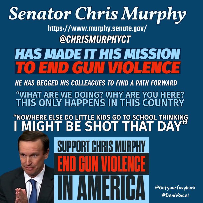 Re-elect Chris Murphy to the US Senate from the great state of Connecticut. Chris has been serving his state for 2 decades. He has been fighting against gun violence since the Sandy Hook tragedy in 2012.#VoteBlueToProtectOurRights #wtpGOTV24 #DemVoice1