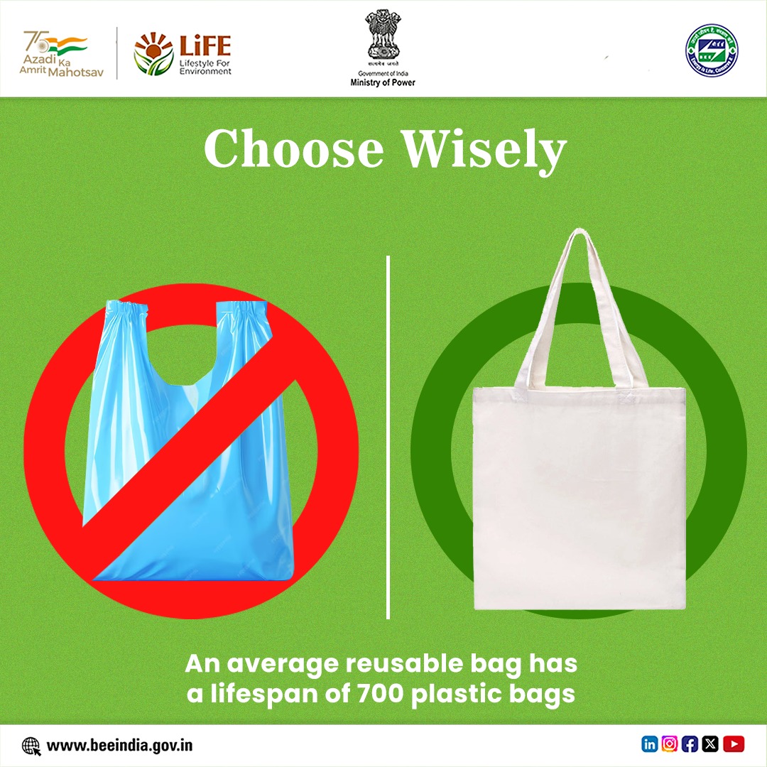 Using jute or cloth bags instead of polythene bags is a great choice for reducing environmental impact. Jute and cloth bags are reusable, biodegradable, and help minimize plastic pollution.
#GoGreen #MissionLife #SaveEarth #SayNoToPlastic #EnergyEfficiency