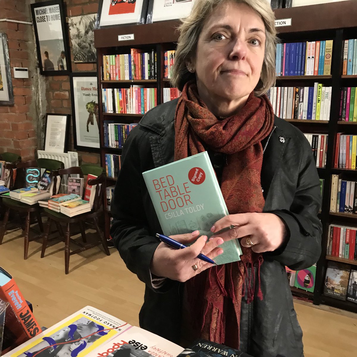 I dropped into ⁦@NOALIBISBOOKS⁩ to sign a few copies of #BedTableDoor, very grateful to the brilliant review by Martin Tyrell in ⁦@fortnight50⁩ edited by ⁦@NiamhyMcNally⁩ ⁦@BoyleMo⁩ ⁦@The_JHS⁩