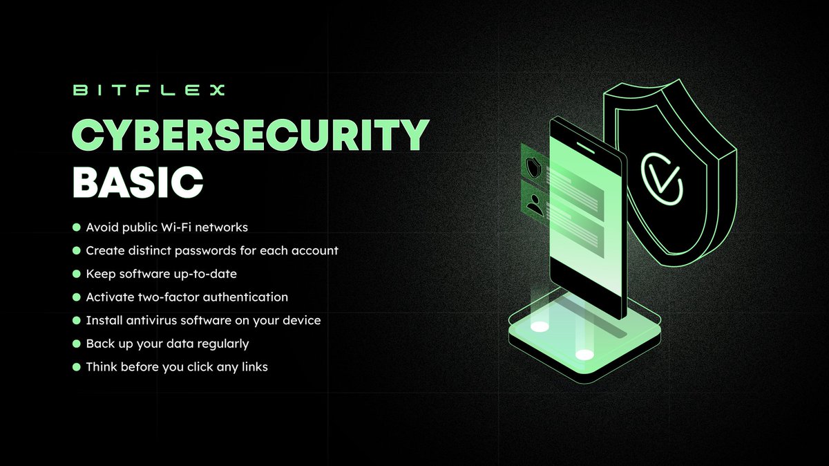 Happy Sunday, #BITFLEXERS! 🛡️ Here's a rundown of cybersecurity basics to enhance your online safety. ‼️ Activating your 2FA will also earn you some Flex Points. If you haven't already, now's the perfect time to do so!