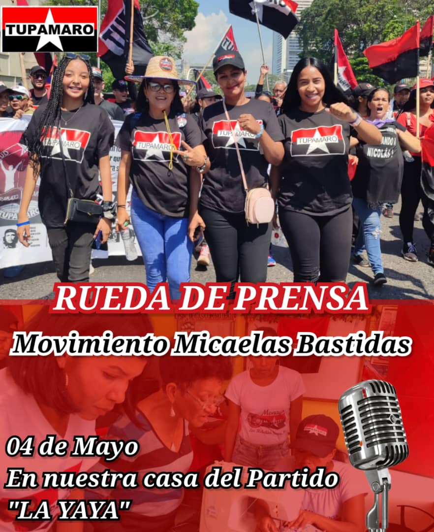 RUEDA DE PRENSA 🎙️🎤🗣️ Las féminas del Movimiento Micaela Bastidas alza su voz hoy en la Rueda de Prensa, no te pierdas las declaraciones a las 9:00am desde nuestra Casa del Partido 'La Yaya' #VenezuelaCalorPatrio