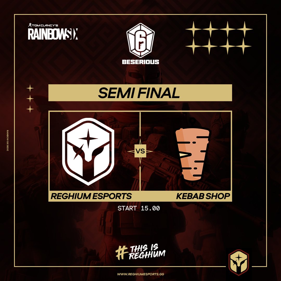 🔫 Semi Final

📡 Our players are ready to face the semifinals of the BeSerious championship. With determination and strategy, they will seek to bring victory towards tomorrow's Grand Final!

@BeSeriousR6

#ThisIsReghium⚔️

#esports #r6 #rainbow6 #R6BeSerious