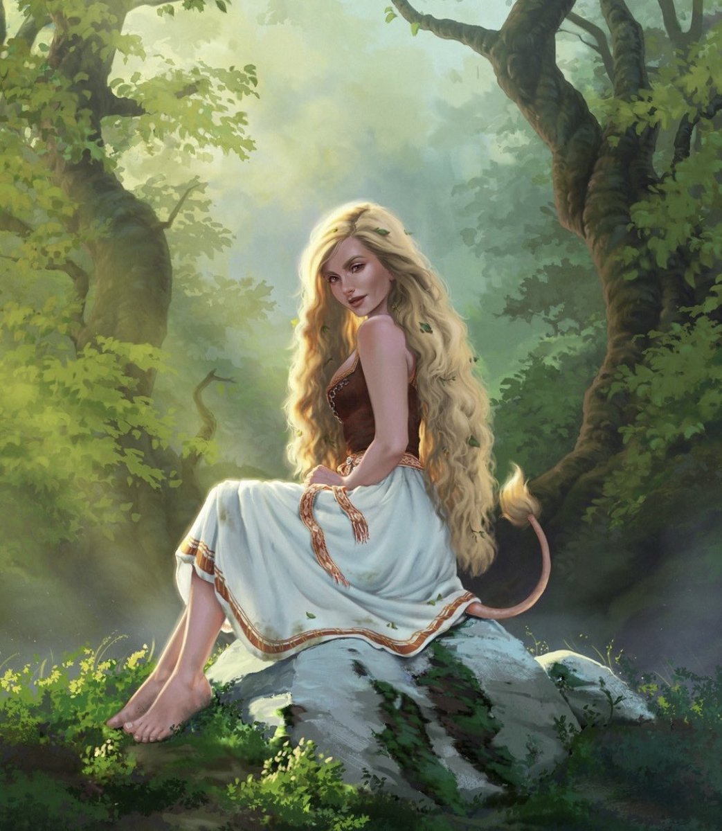 Huldra is a seductive forest nymph in Norwegian folklore, that is known to lure men into her underground realm. Life with the hulders is filled with sensual pleasures, but in order to stay he has to give up his soul, making it impossible to ever leave.

Art by Wictoria Nordgård