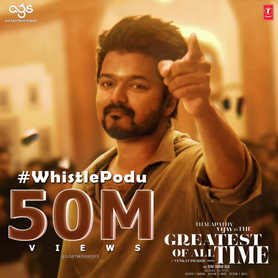 50 MILLION VIEWS 🔥🔥🔥 Relishing the unbelievable love for #Thalapathy @actorvijay #TheGreatestOfAllTime Hey nanbis and nanbas!!! Join the #WhistlePodu challenge with us!!