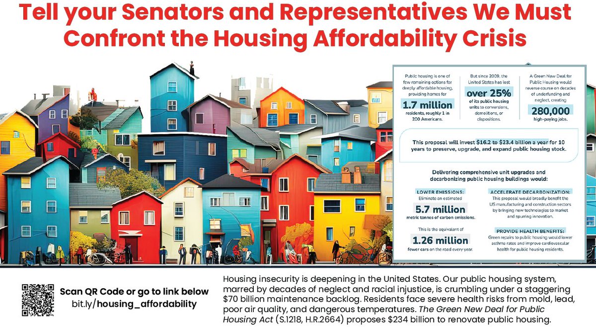 #UUTwitter, please ask your Lawmakers to sponsor The Green New Deal for Public Housing Act (S.1218, H.R.2664)(Bill Summary) proposes $234 billion to renovate public housing into zero-carbon, energy-efficient homes over the next decade.

Take Action Here: bit.ly/housing_afford…