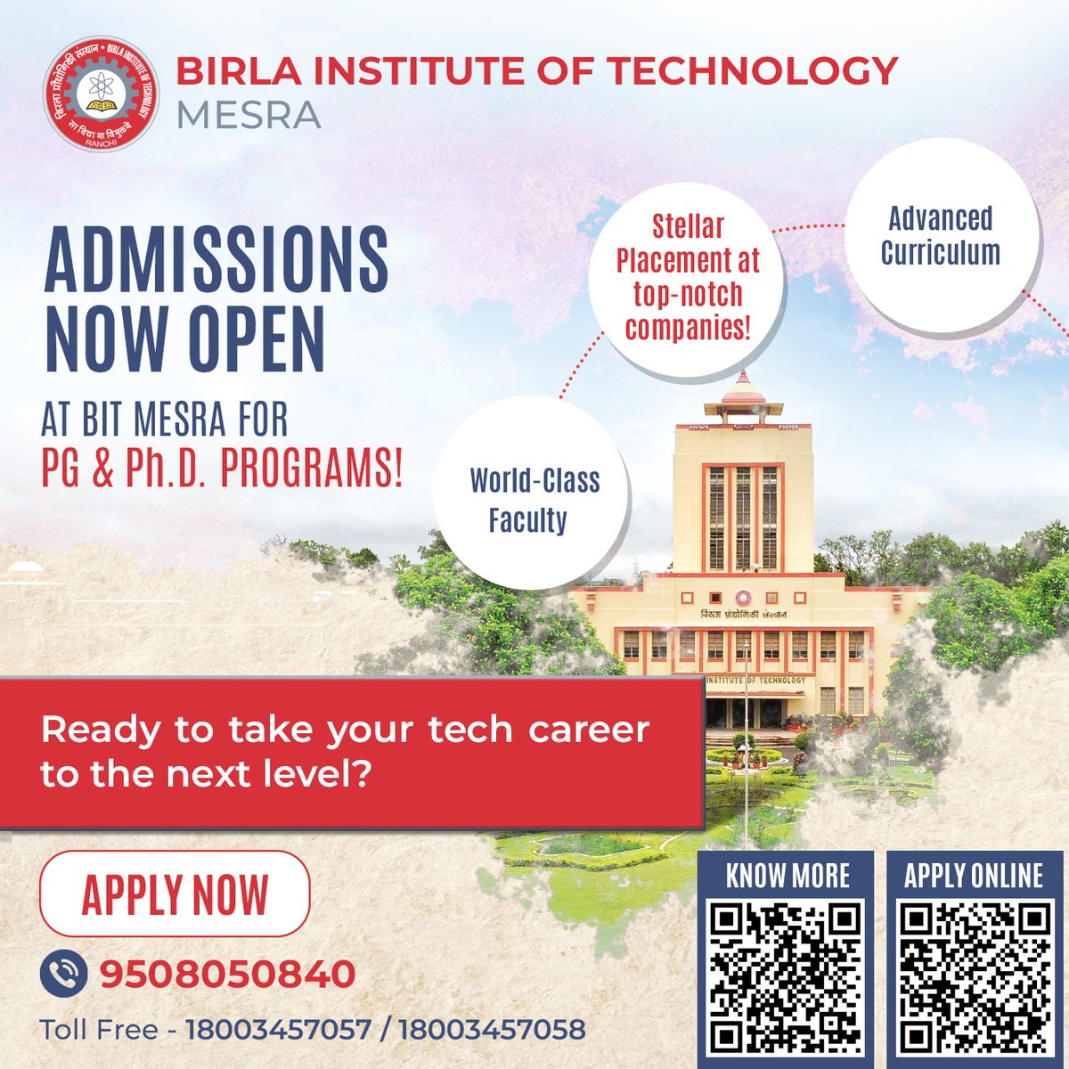 BITMesra_Ranchi's tweet image. Admission is now Open at BIT Mesra. The PG &amp;amp; Ph.D. Programs are your perfect Launchpad. Apply Now! For details scan the QR Code or visit our website.
#PostGraduateProgram #phddegree