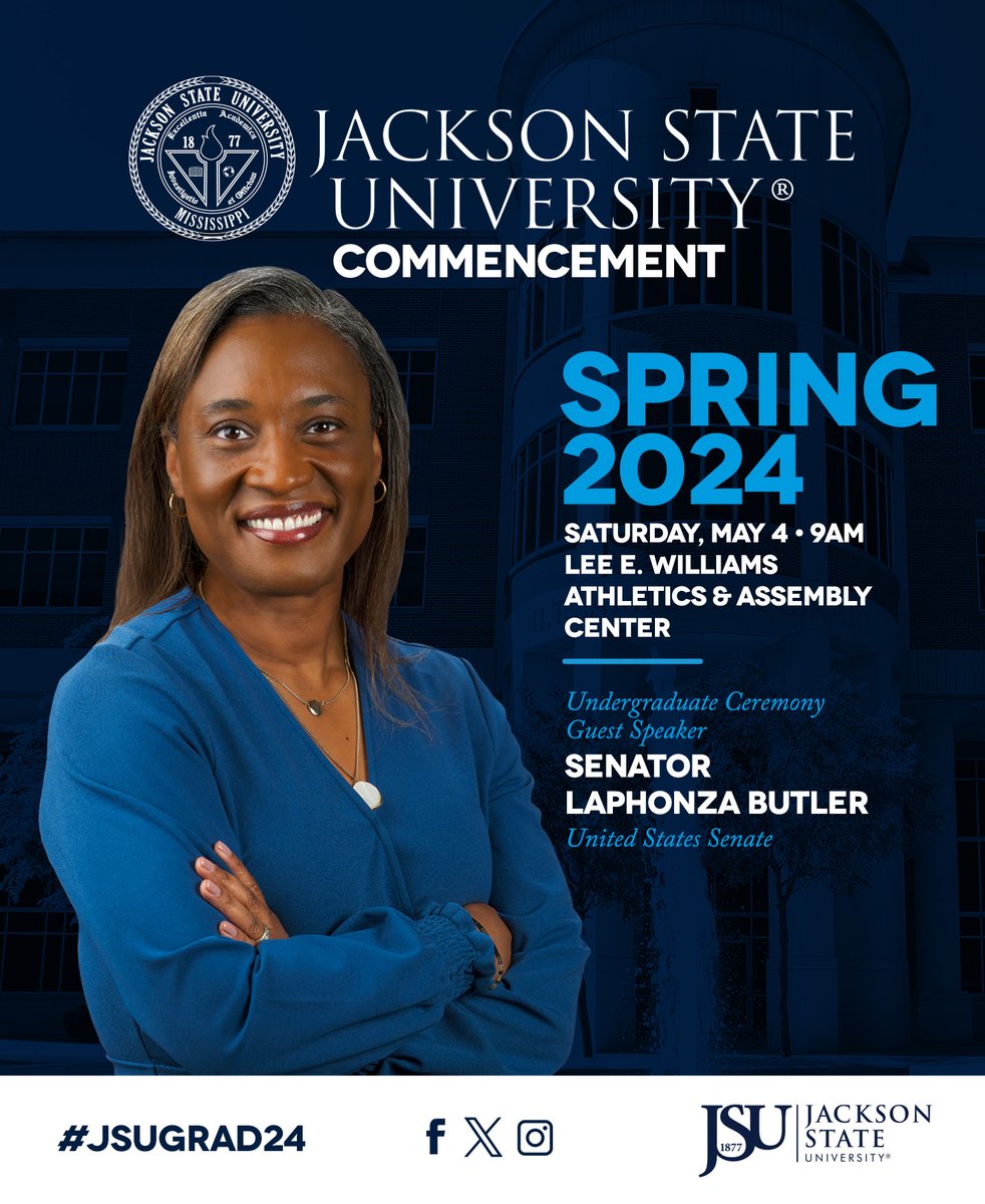 #JSUGrad24: Tune in to the Spring 2024 Undergraduate Commencement Ceremony live on our Facebook page or YouTube channel at 9 a.m. CT. Download the Commencement Booklet here ➡️ bit.ly/4a2A1Pi