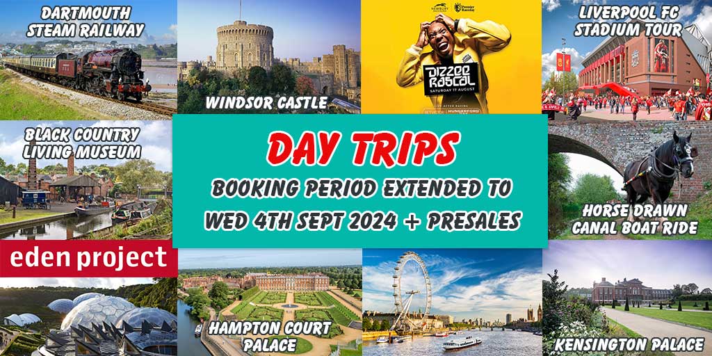 DAY TRIP BOOKING PERIOD EXTENDED!
Our day trips are now fully on sale through to Wed 4th September 2024 + presales! Including exciting days out for the #SUMMERHOLIDAYS ☀️🚍️

View day trips > barnescoaches.co.uk/daytrips

#DayTrips #CoachTravel #BarnesCoaches #CoachTrip