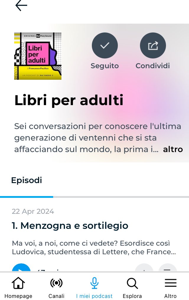 Una sessantenne che ascolta un quarantenne (@fzpacifico ) che in un #podcast chiacchiera di #libri con dei ventenni… #leggere @raiplaysound