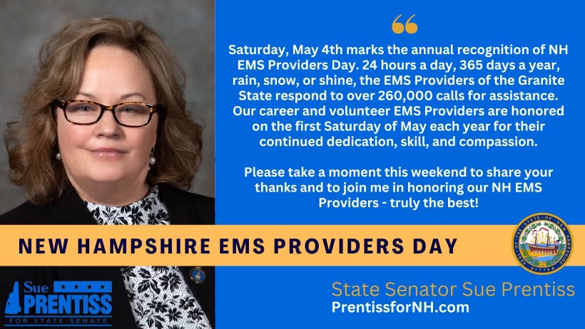 Incredible work, incredible people - Join me in honoring them NH's EMS Providers today. Thank you! #nhpolitics