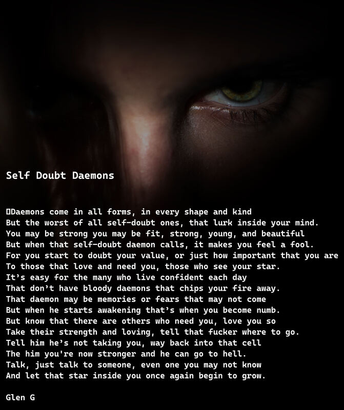 Self Doubt Daemons - Just My Words justmywordsbyglen.weebly.com/4/post/2023/02… #demons #daemons #selfdoubt #doubt