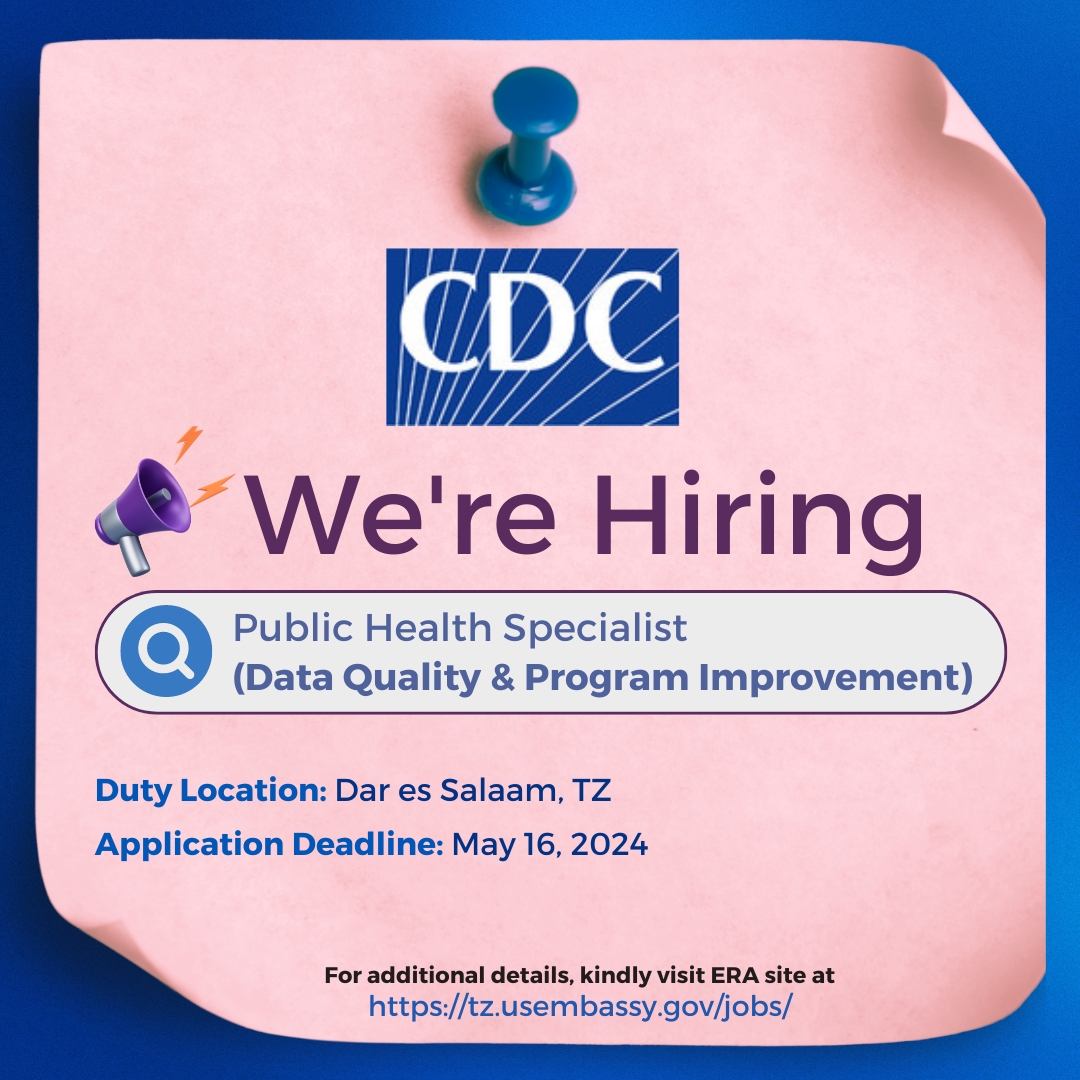 Vacancy Announcement for the position of Public Health Specialist (Data Quality & Program Improvement Specialist). To apply, click the link 👉 bit.ly/4dscXg8