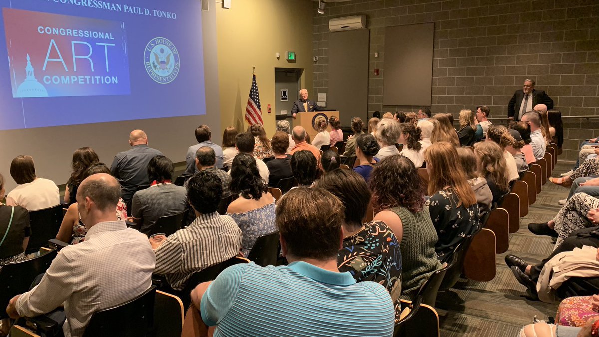 Exciting evening at Russell Sage’s Opalka Gallery. SHS junior Hans Gupta’s still-life was selected to represent our 20th Congressional district for the next year.  SHS Kaia Thompson earned the runner up honor for her portrait. Proud art teacher, Ms. Paris celebrates their honor.