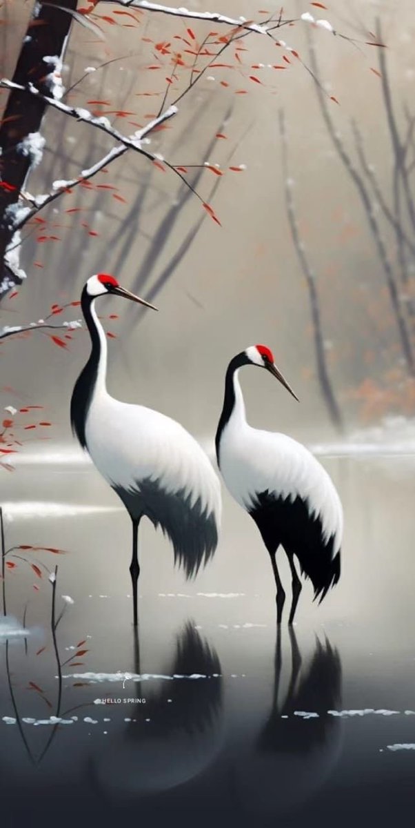 Red-crowned cranes ❤️