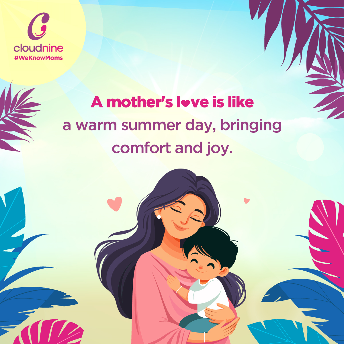 🤱 A mother's love is truly special. It has the ability to provide comfort and endless opportunities, warming our hearts with joy and gratitude. 👩‍👧‍👦 Drop a ❤️ if you agree. #weknowmoms #oncloudnine #MothersLove #WarmEmbrace #summerLove #HeartfeltConnection #SpecialBond