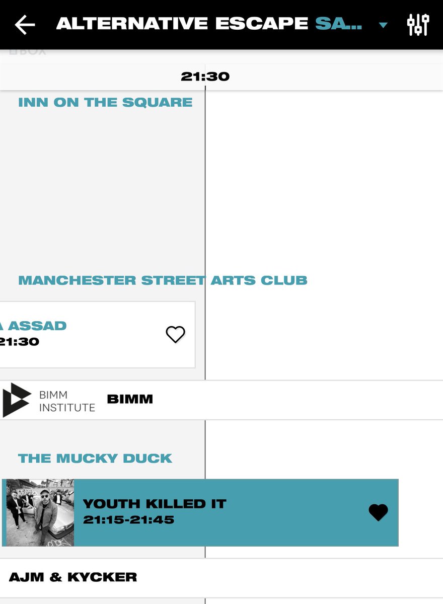 @MindHowUGo @MarkStack4 @crystaltidesuk @SW10Indie @billy_fitzjohn @sionafnowball @thebigdayband Hi All! If you head to the Alternative Escape section in the TGE app all the timings are in the schedule 🙌 @YOUTHKILLEDIT will headline at 9:15pm! See you there 🔥