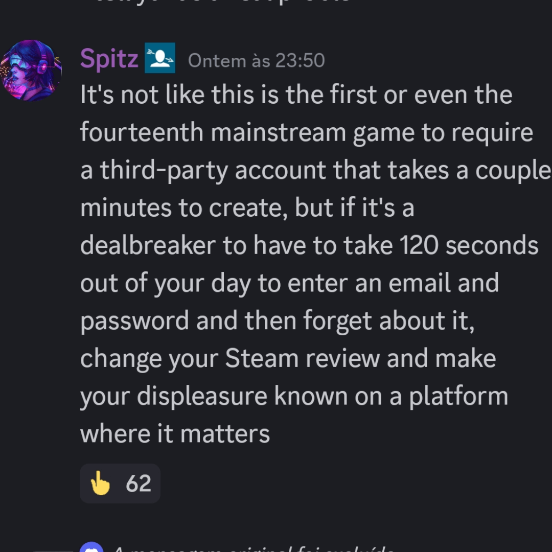 Lazy_Murph's tweet photo. @Pilestedt This is your community manager on your own discord basically telling people who bought your game to leave a negative review... https://t.co/OJ0q1aWR1k