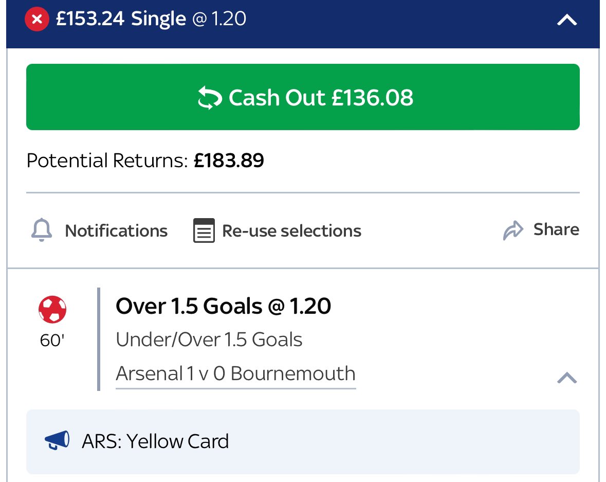 SpainTrainTips's tweet image. SpainTrain 10 Bet Challenge!💰

Bet 9 is a winner!✅
 
⭐️FINAL BET⭐️

🏴󠁧󠁢󠁥󠁮󠁧󠁿Premier League⚽️
Arsenal v Bournemouth
Over 1.5 Goals @ 1.2

£153.24 &amp;gt;&amp;gt; £183.89

❤️+ 🔁 🙏

#GamblingTwitter #sportsbets #sports #GamblingX #bettingtips #betting