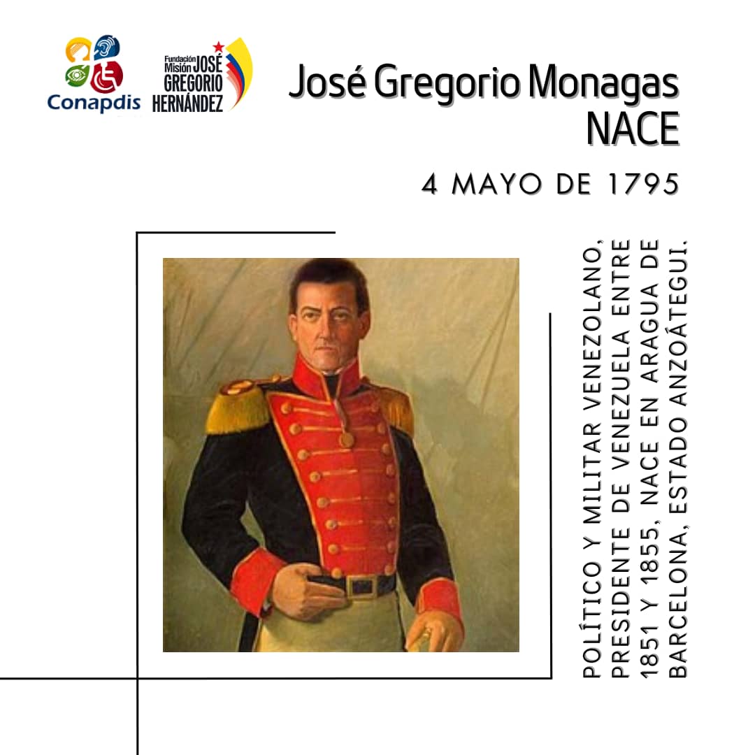 #4May | Militar y político venezolano que se desempeñó como presidente de Venezuela en dos períodos, de 1851 a 1855 y de 1855 a 1858. Es conocido por su papel en la abolición de la esclavitud en Venezuela y por promover reformas en el sistema educativo y de justicia del país.