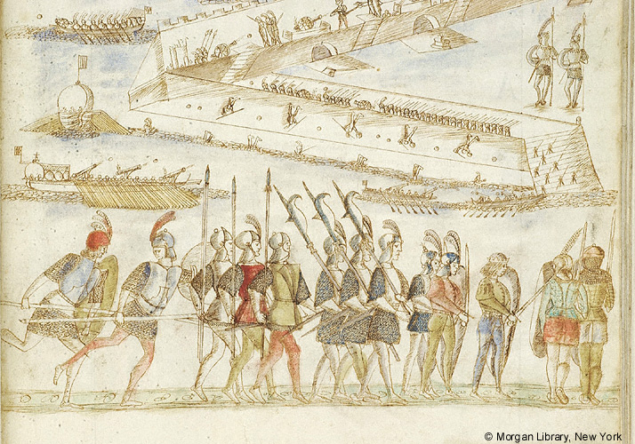Jasortele's tweet photo. Ilustraciones de naves y del puerto de Nápoles en la "Cronaca della Napoli aragonesa". Morgan Library. Fasciculus temporum. MS M.801. Italia, Nápoles, ca. 1498. 😍
+info: https://t.co/ObKY14xtu9
#medieval #medievalart #medievalnavy #medievalsea #medievalhistory https://t.co/CLlVdWrSkV