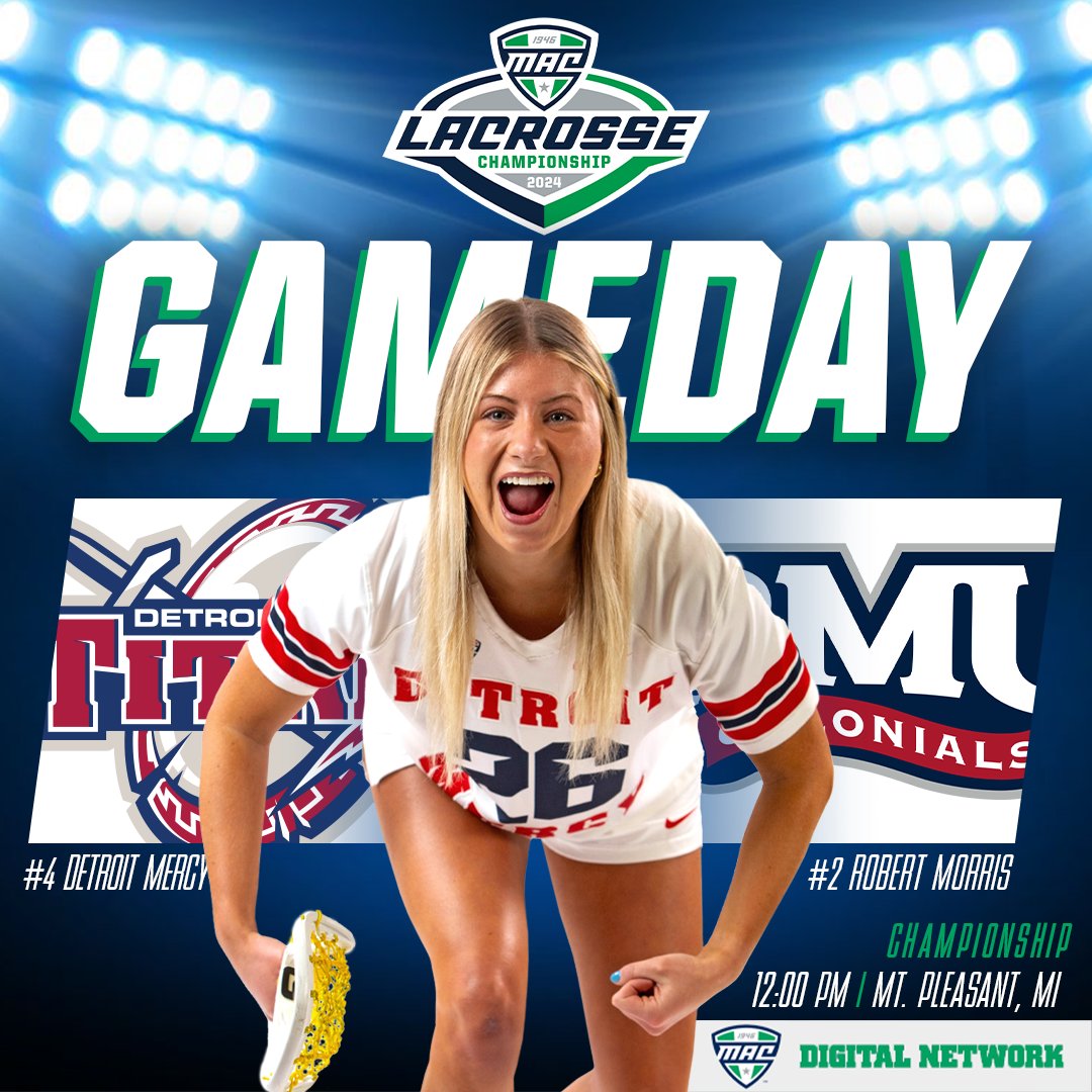 DetroitWLAX's tweet photo. #Gameday as we look for a #MACtion Championship and NCAA bid as we battle Robert Morris

📍 | Mt. Pleasant, MI
🏟️ | CMU Lax Complex
🕛 | Noon
📺 | MAC Digital Network (https://t.co/Ny5T3wxiWC)
📈 | Live Stats (https://t.co/9Id1isezTk)             

#DetroitsCollegeTeam⚔️🥍 https://t.co/06YmyJ18Y6