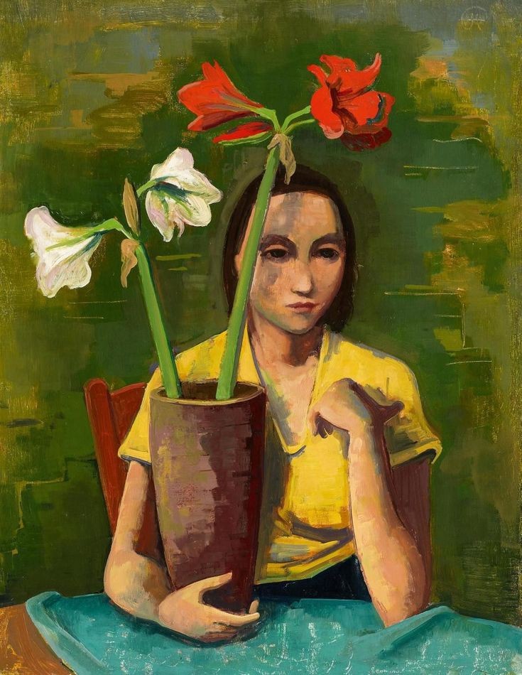 Karl Hofer, Girl with amaryllis, 1936.