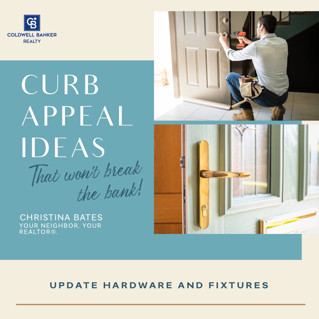 An easy way to improve curb appeal is by updating the hardware on your front door with matching exterior fixtures. A new mailbox, porch light and house numbers can give a great first impression. #curbappeal #realestate #hometips