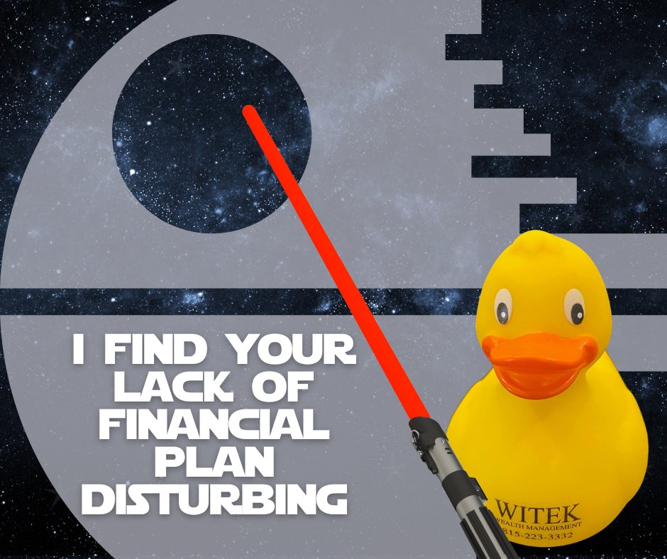 Join us and together we can plan your financial future as advisor and client. May the 4th be with you.

hubs.ly/Q02vpWSF0

#StarWarsDay #FinancialPlanning #FinancialAdvisor #WitekWealthManagement
