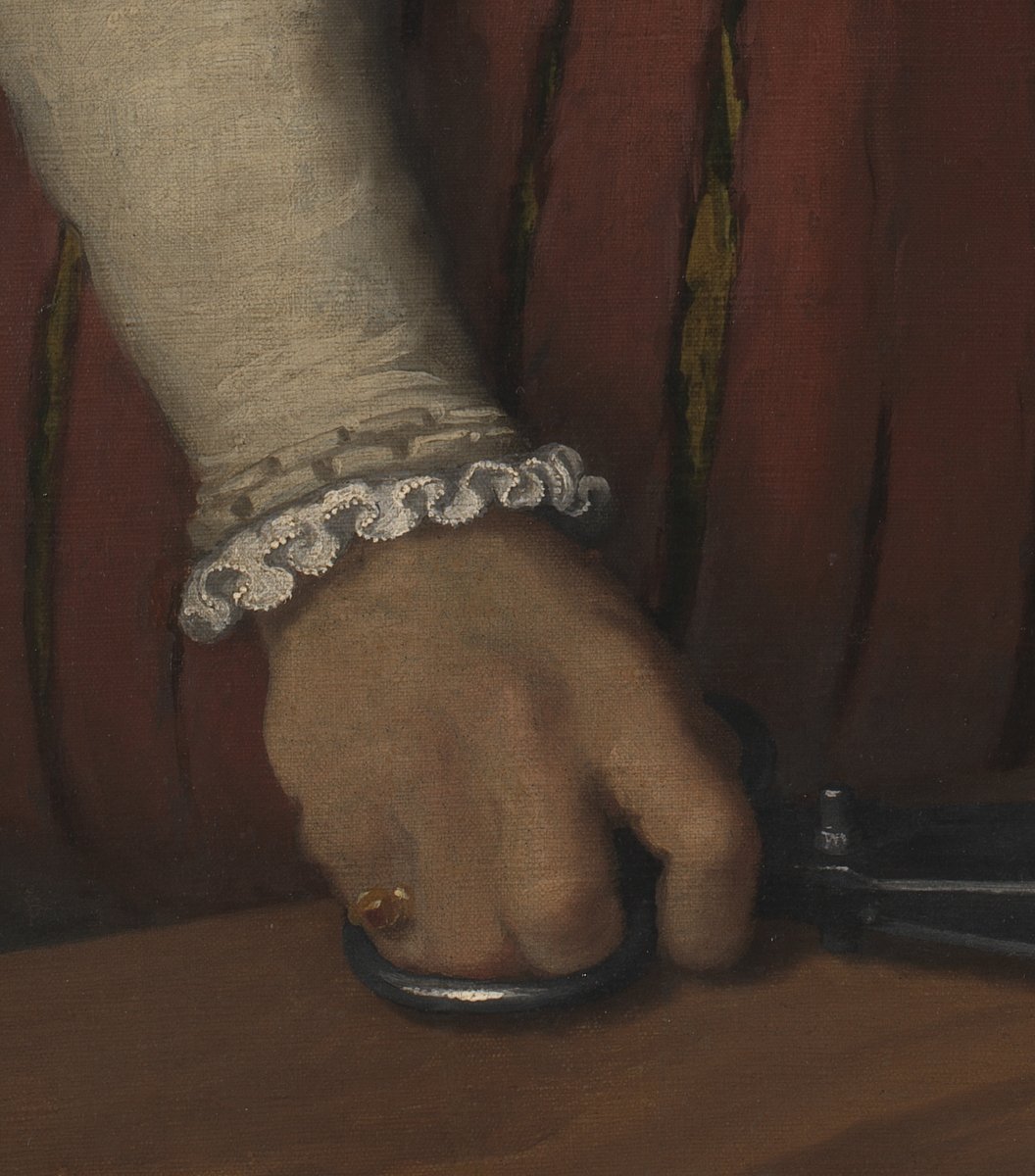 Can you guess the #BiggerPicture? 🤔

A hand is clasped around a pair of cloth sheers. A gold ring set with a ruby glints on the little finger. This detail features in one of the most famous paintings by this artist.

Find out the answer: bit.ly/3IX0Rvb