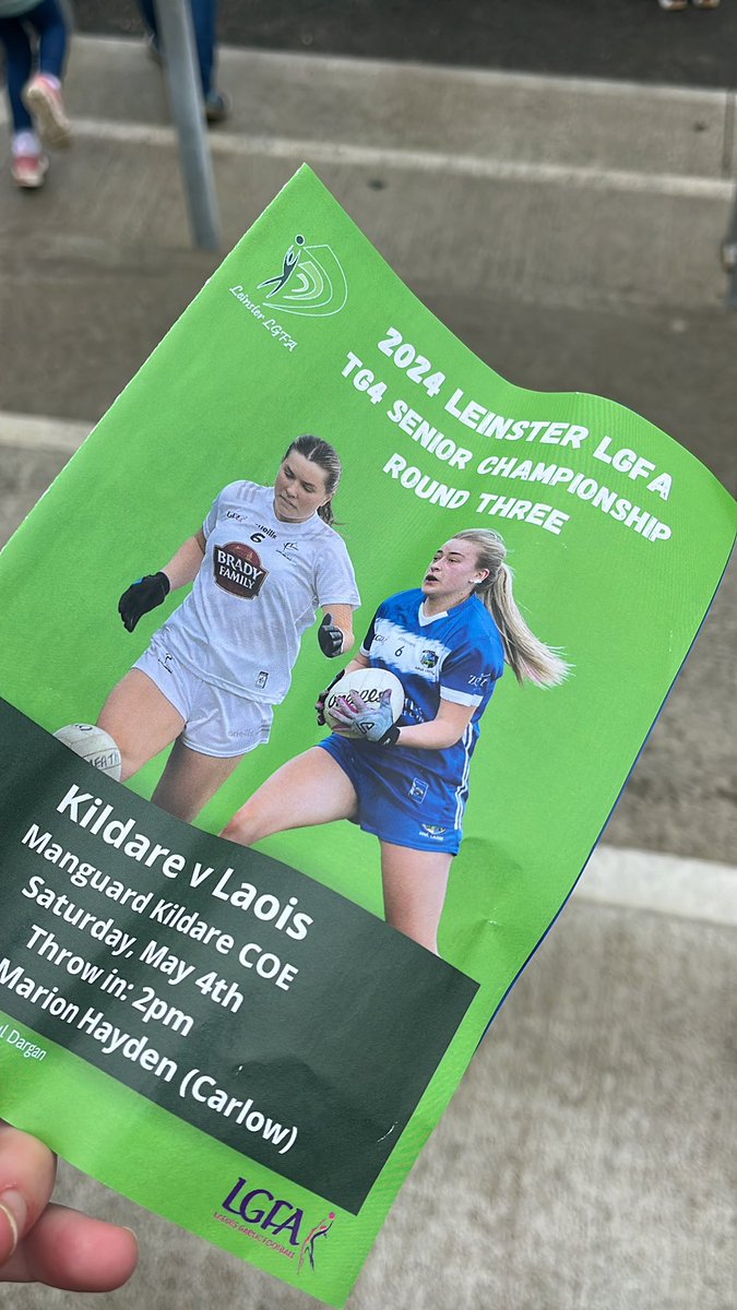 TG4 Leinster Championship Round 3 📣 (0 min) 

3 minutes till the off here in Manguard Park. Laois hoping for a win 

Kildare   0-0 (0) 
Laois  0-0 (0) 

#serioussupport #properfan 

@LeinsterLGFA