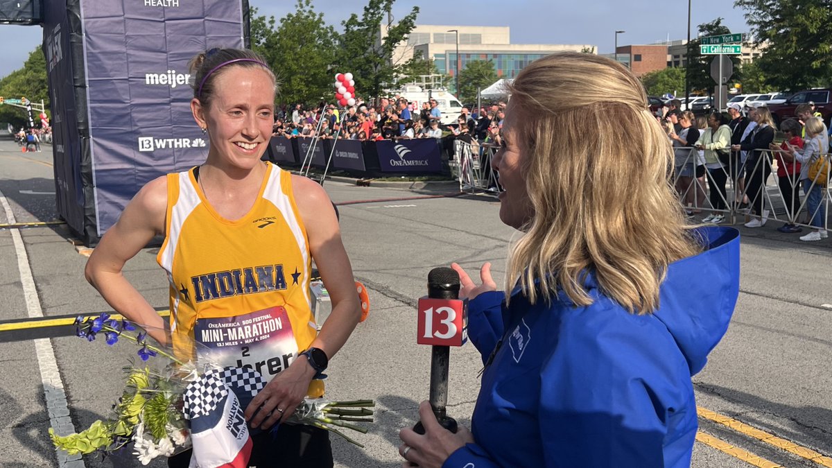 Congratulations to Anna Rohrer! 🎉🎊

She is the women's winner of the 2024 @OneAmerica @500Festival Mini-Marathon — and she's 23 weeks pregnant! 

#IndyMini