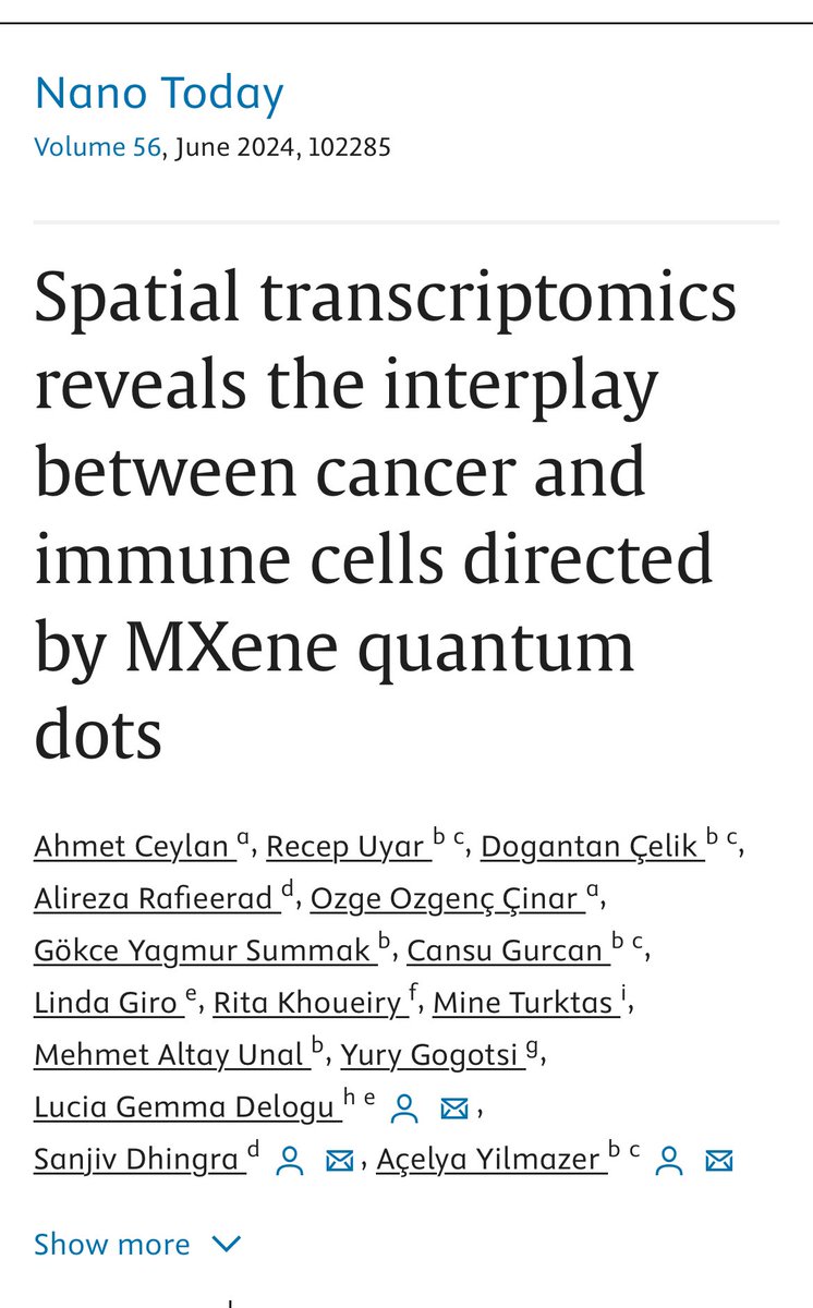 Have a look at our latest article in Nano Today! We believe that spatial biology is a key in exploring “the black hole” - unknown players and factors - in the tumor following nanomaterial- i.e. MXene QD- exposure. Enjoy! @AnkaraUni @Ank_Muh @necdetunuvar 
@nanostringtech