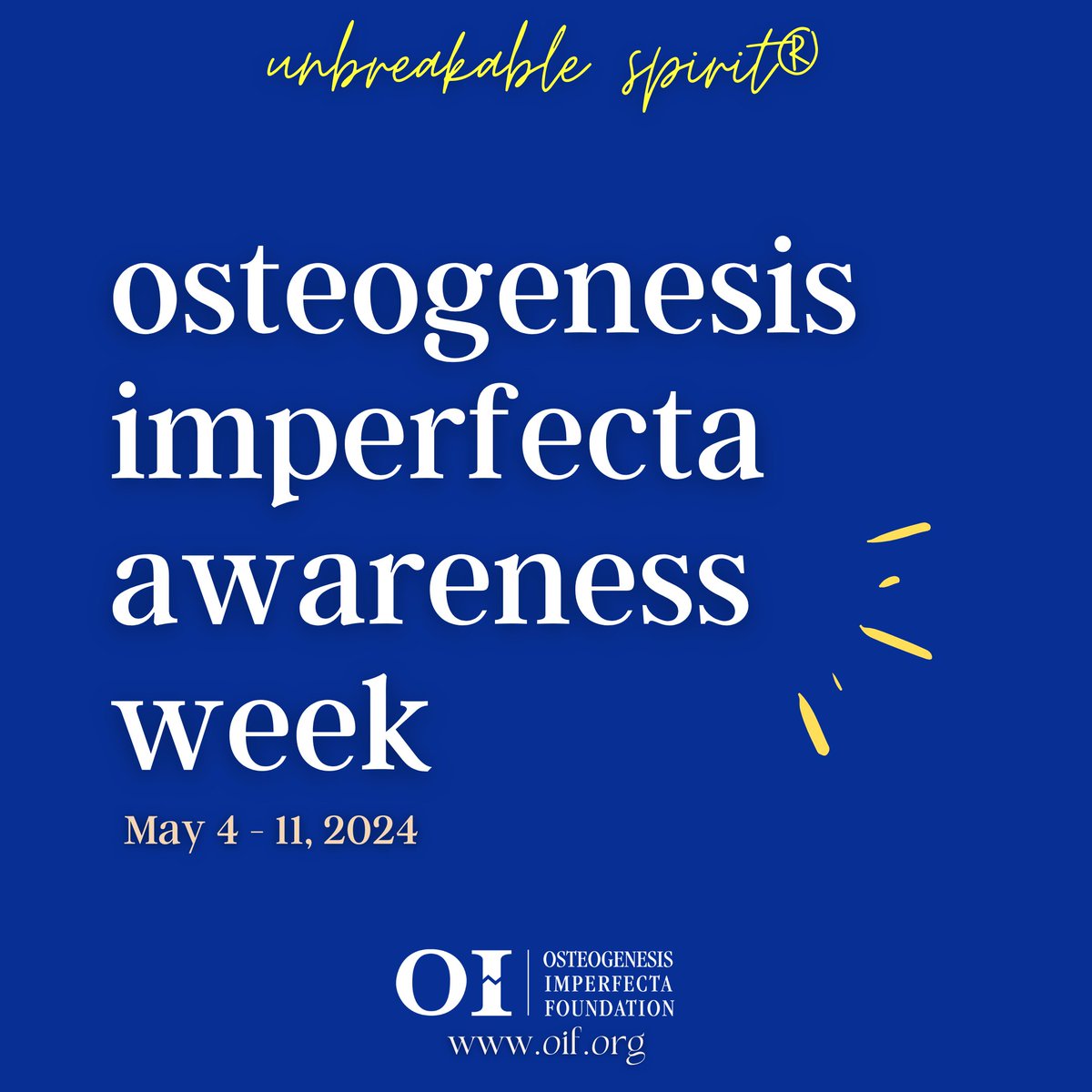 Happy National OI Awareness Week! Learn how you can get involved at oif.org/awarenessweek.
#OIawarenessweek #unbreakablespirit #Together4OI