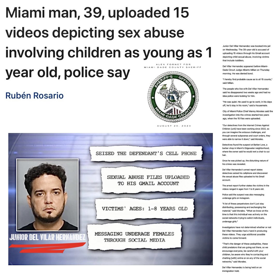 #CRIMEMIAMI #PREDATORSMIAMI #CHILDPREDATOR #SEXUALABUSEMIAMI #SEXCRIMES #SEXUALPREDATORS #IMMIGRATIONHOLD wsvn.com/news/local/mia… #MIAMI #MIAMIDADE #MIAMIDADECOUNTY #CRIME #NEWSHERIFFINTOWN #THELAWANDORDERSHERIFF  #VIOLENTCRIMEMIAMI #VIOLENCEMIAMI #CRIMEMIAMI #MIAMICRIME #SHERIFF