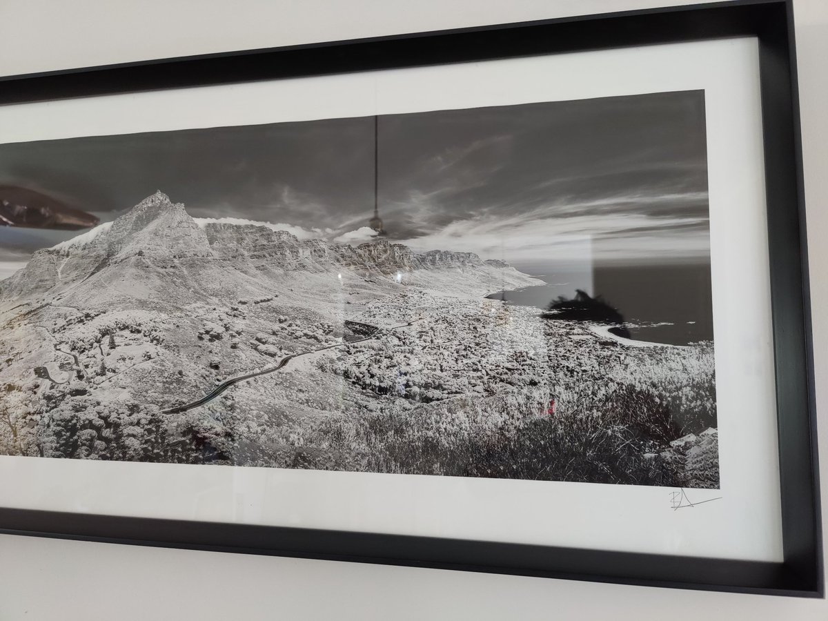 My first infra-red print is up on the wall today!! A panoramic view of #TableMountain from #LionsHead with Camps Bay and the #CapeTown city filling out the edges. DM if you're interested in getting one! #fr #SouthAfrica #pano