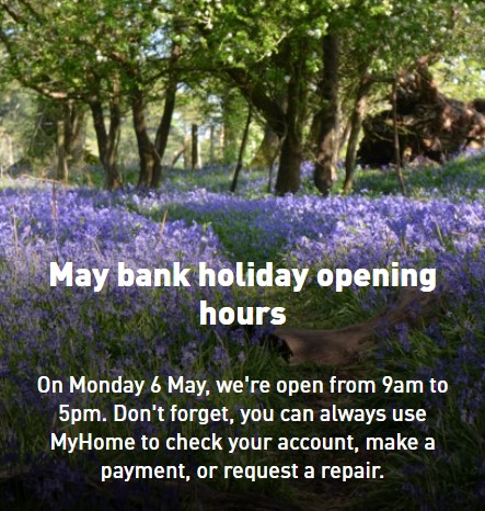 A little note just to let you know we'll be open slightly different hours this coming May bank holiday Monday (image for details) but we're always available in an emergency. We're hoping for a little sunshine. 🤞 Wishing you a lovely weekend whatever your plans.