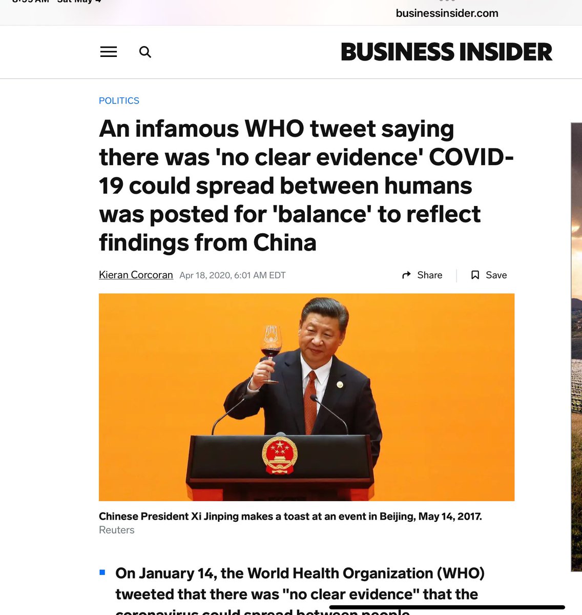 This is nuts. Why did @WHO mislead the world? Dumb? Carrying water for the Chinese? Covid killed so many people and WHO sent out this wrong information to the world via twitter “NO CLEAR EVIDENCE” that it spread human to human was just plain nuts…and think about the…