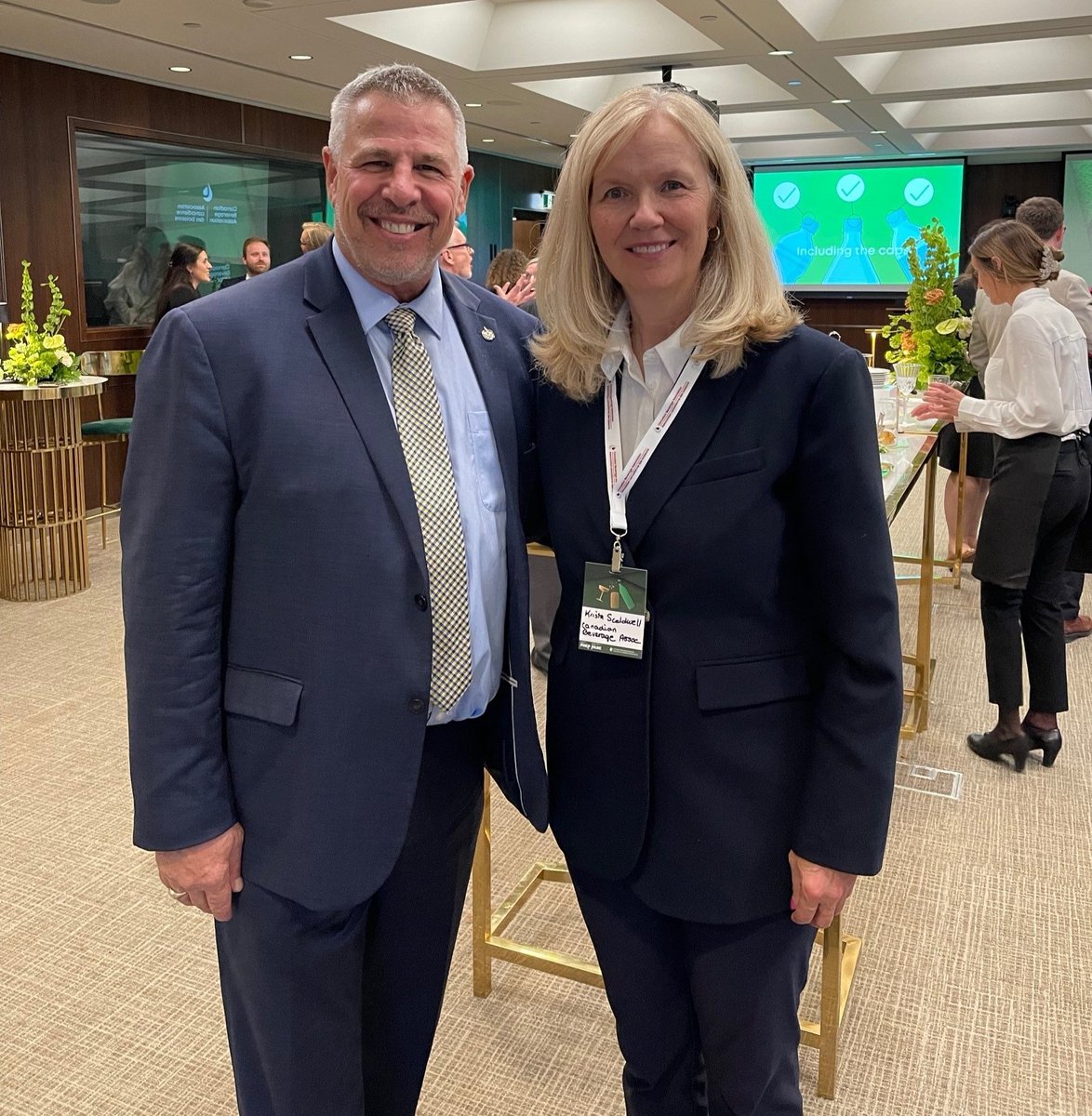 It was a pleasure to support the Canadian Beverage Association and Food, Health & Consumer Products of Canada reception. Pictured with me is Krista Scaldwell the President of the Canadian Beverage Association.