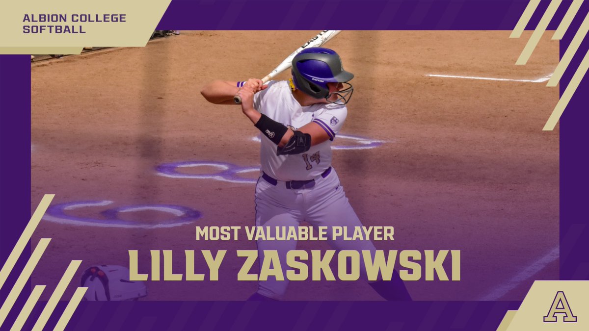 The freshman Lilly Zaskowski is the team's pick for 2024 Most Valuable Player! Zaskowski started 30 games this season, splitting her time between the pitcher's circle and first base. She also contributed greatly with her bat, driving out 3 homeruns and 7 doubles!