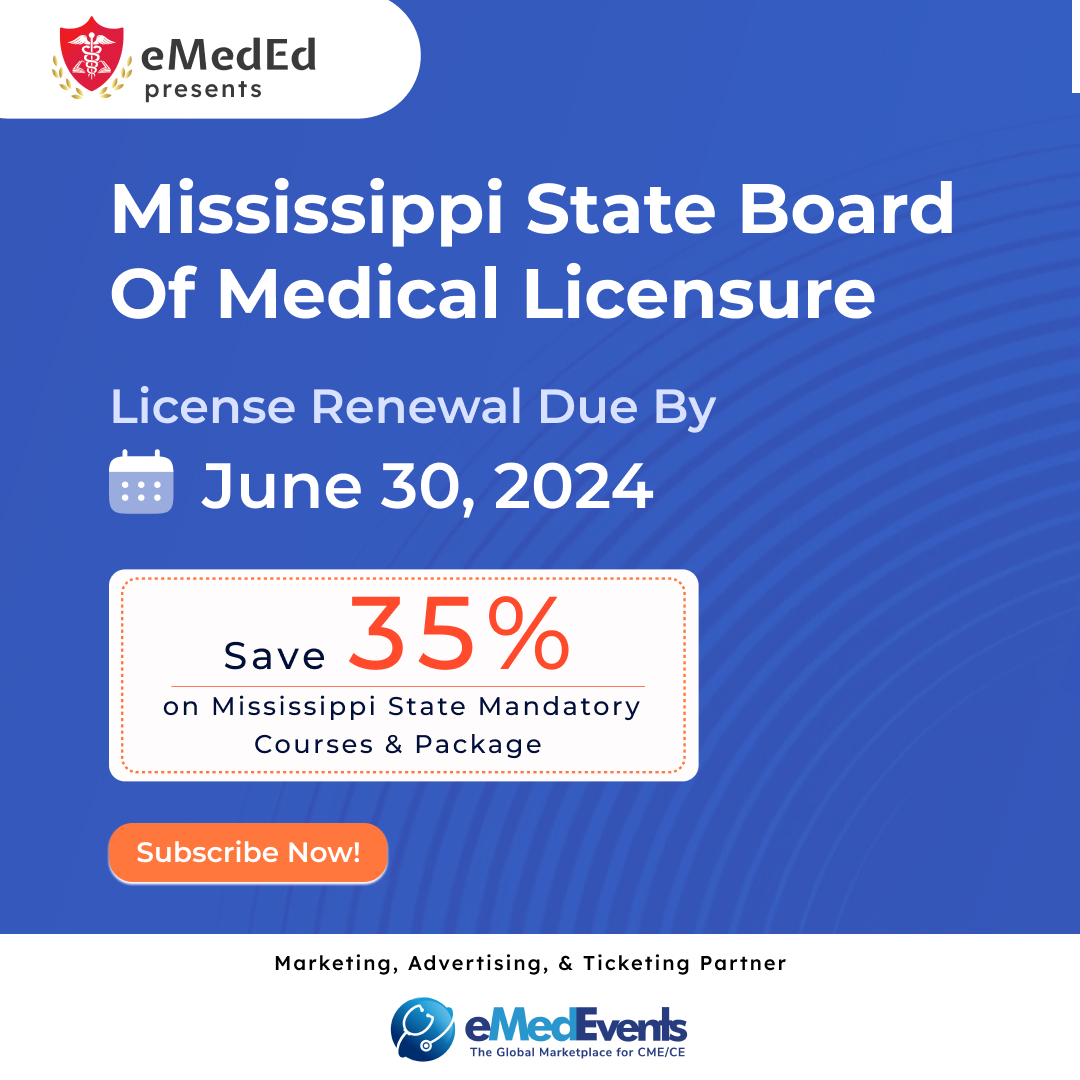 🩺📚 Attention Mississippi physicians! Stay ahead with your CME requirements by exploring our specialized course bundles tailored for you - bit.ly/3WmeU7D #MississippiCME #physicians #nurses #doctors #CME #CE #meded #webcast #eMedEvents