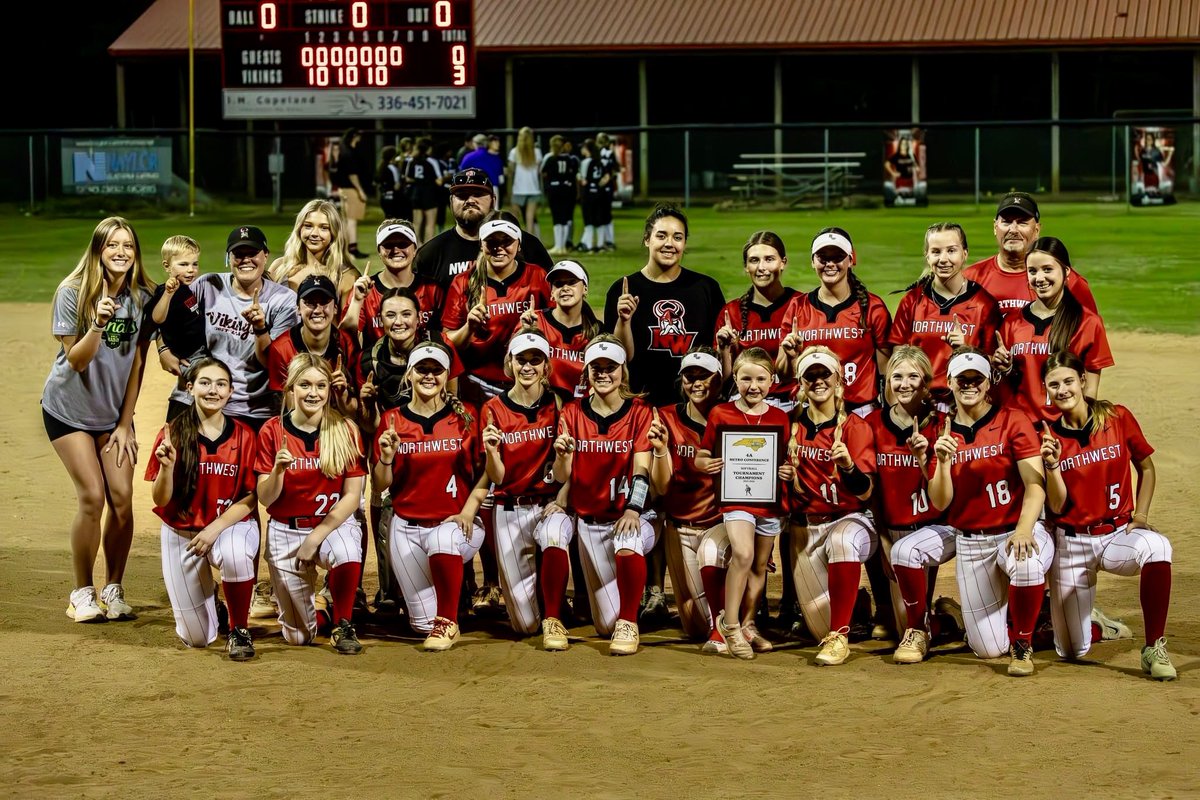 The Northwest Guilford Lady Vikings are your 2024 Metro 4A Conference Tournament Champions.🏆Congratulations Ladies on a job well done and for a spectacular undefeated Conference season!!🖤♥️
