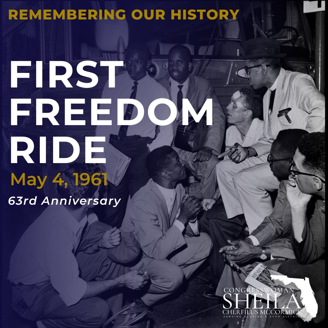 Today we honor 63 years since the First Freedom Ride in 1961. Brave souls challenged segregation and ignited a movement that reshaped our nation. Their legacy shows that the road to justice is long, but we travel it together. #FreedomRiders