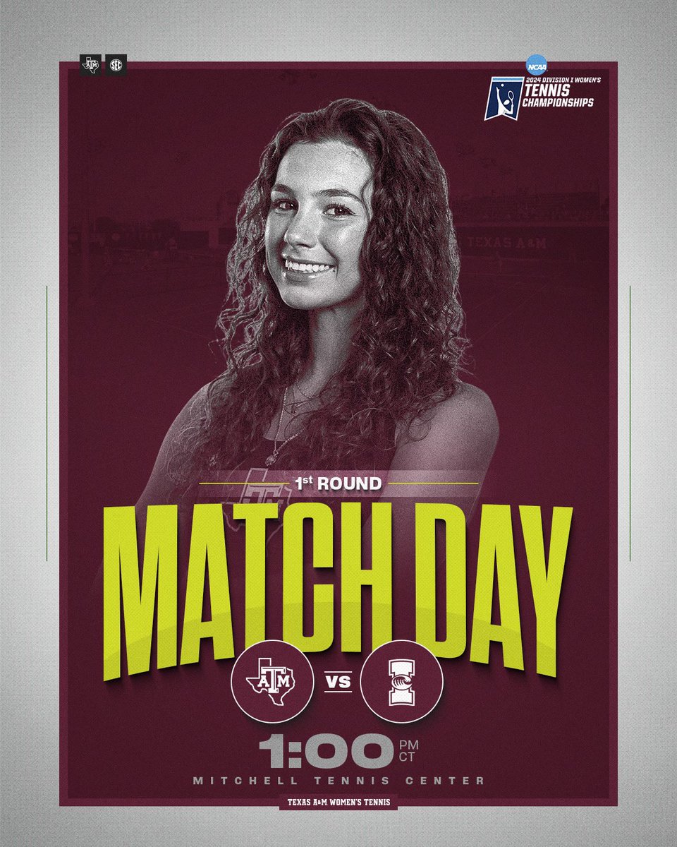 Opening round in Aggieland today 😏 See you there @12thMan  👍

🆚 A&M Corpus-Christi
⏰ 1 p.m.
📍 College Station
🏟️ Mitchell Tennis Center
📈 aggi.es/3UtMO7F
📺 aggi.es/3QsmoSK

#GigEm // #AggieWT