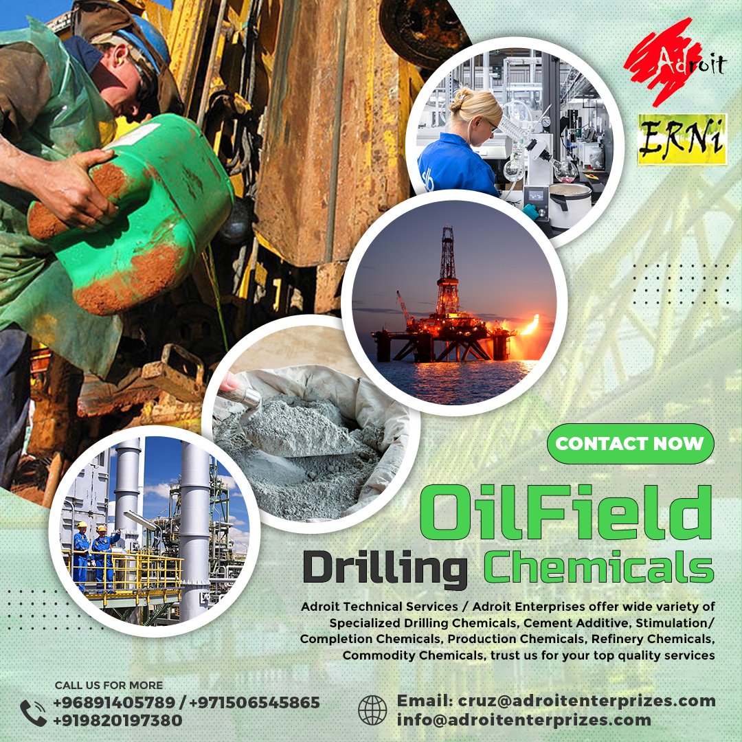 AdroitErni's tweet image. Unlock the Potential of Your Oilfield Operations with Our Premium Drilling Chemicals and Services! 
Adroit Technical Services / Adroit Enterprises
Call: +96891405789/+971506545865/ +919820197380
web: adroitenterprizes.com
#OilFieldChemicals #DrillingChemicals #CementAdditive