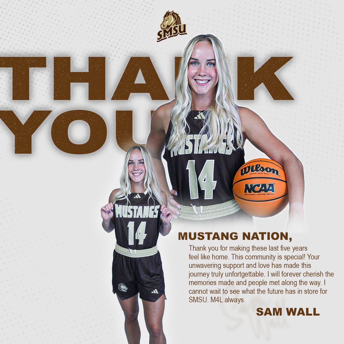 A selfless leader and sharp-shooter🤎🫶🏼 Thank you for being a Mustang, Sam! #M4L🐴