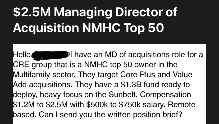 And maybe I’m in the wrong business? A cool $2.5M to run Acquisitions in sunbelt multi.