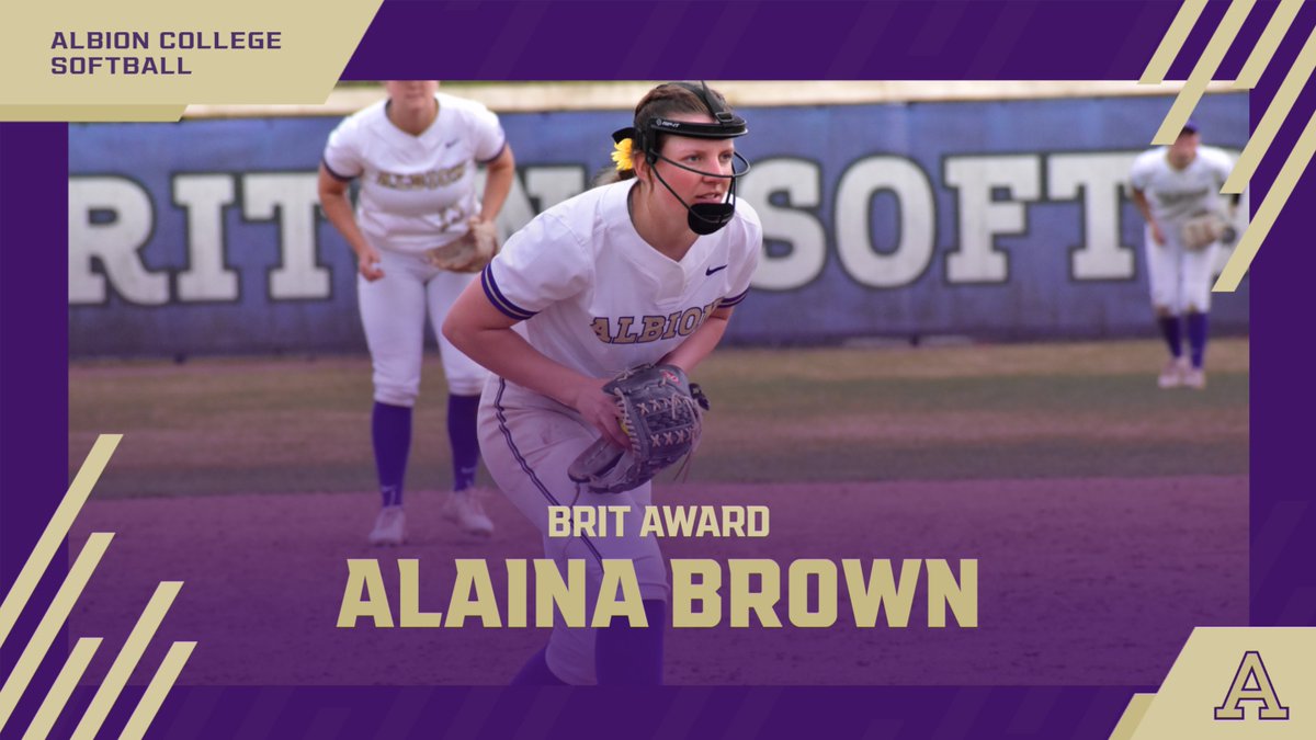 Laney Brown is the recipient of the 2024 Brit Award! As voted on by the team, Laney represents Albion College Softball well in all aspects of her attitude, effort, and desire! Great work Laney!