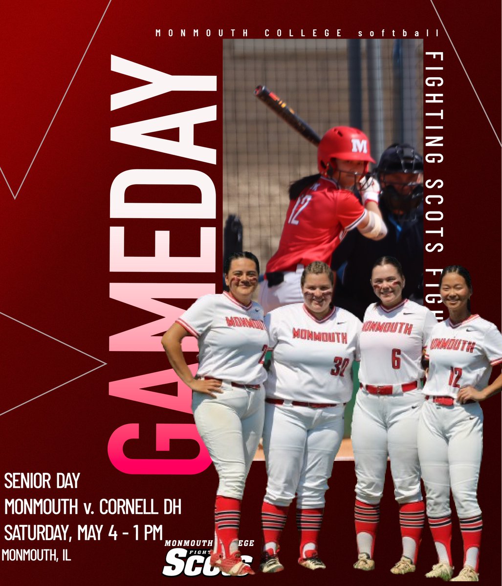 Rescheduled from last week, plus time adjusted yesterday, @ScotsSoftball plays their final home games of the season with Senior Day. #RollScots 📍Monmouth 🆚 Cornell Rams ⏰ Noon DH 📺📊 - None.